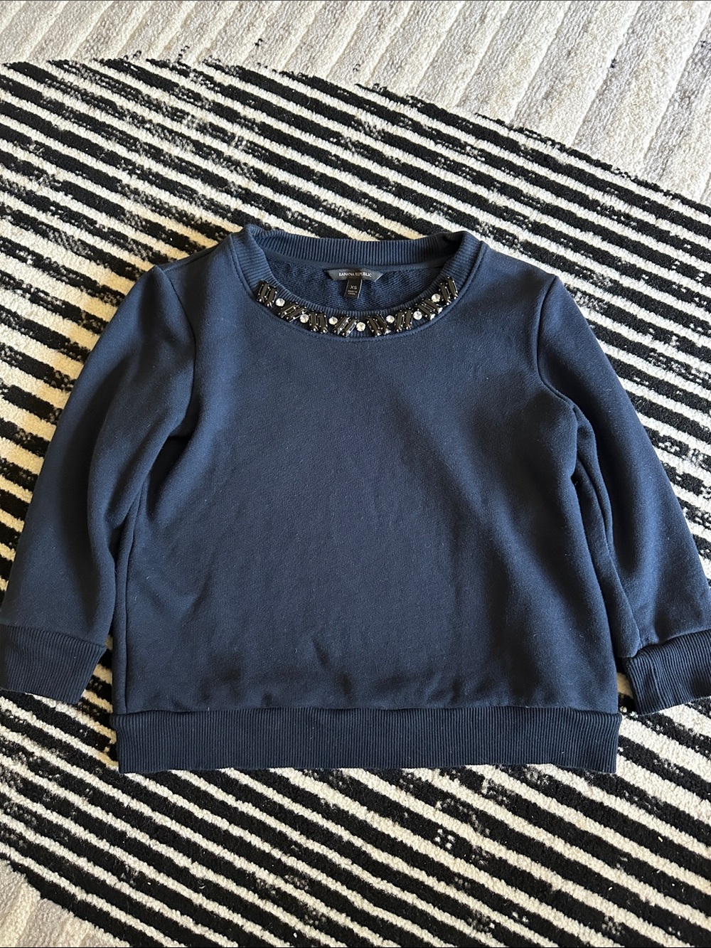 Banana republic Navy Embellished Crewneck Sweatshirt xs